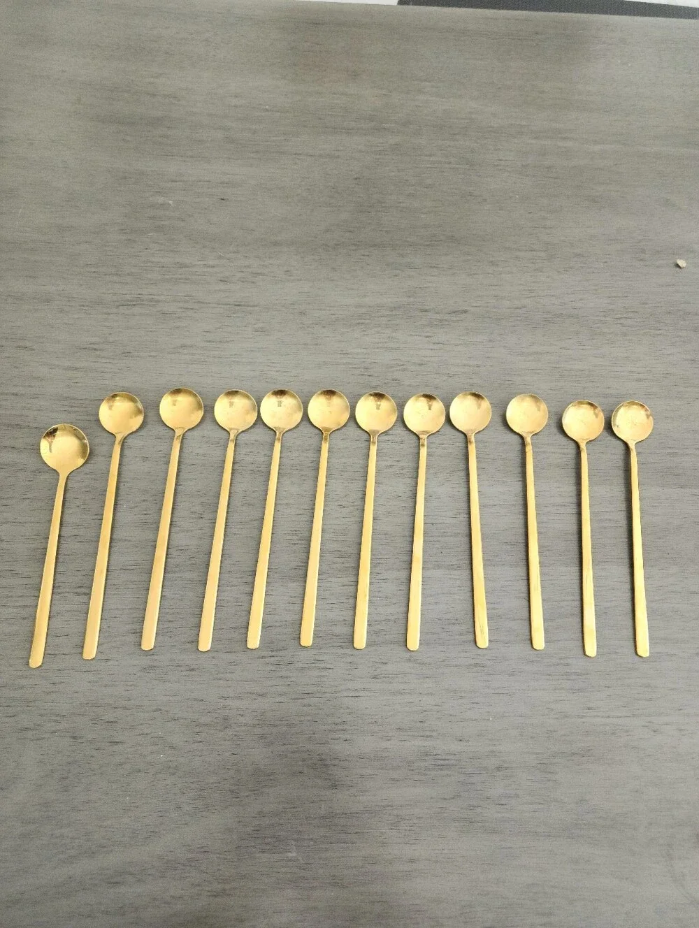 Set Of 12 Gold Coffee Spoons